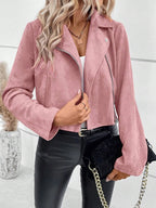 Zip Up Suede Cropped Moto Jacket (20)