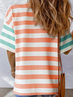 Striped Oversized Short Sleeve T-shirt (17)