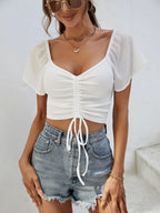 Drawstring Short Sleeve Crop Top (3)