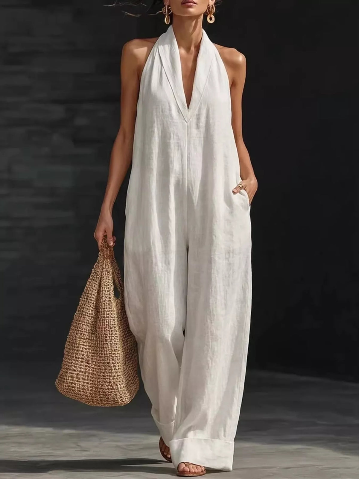 Halter Neck Wide-leg Jumpsuit