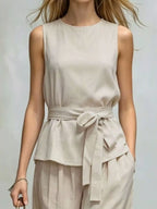 Sleeveless Top Wide-leg Pants Set (4)