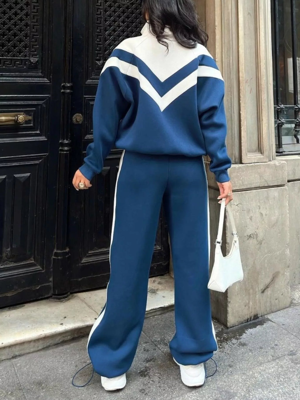 Block Zip-up Outerwear Pants Set (16)