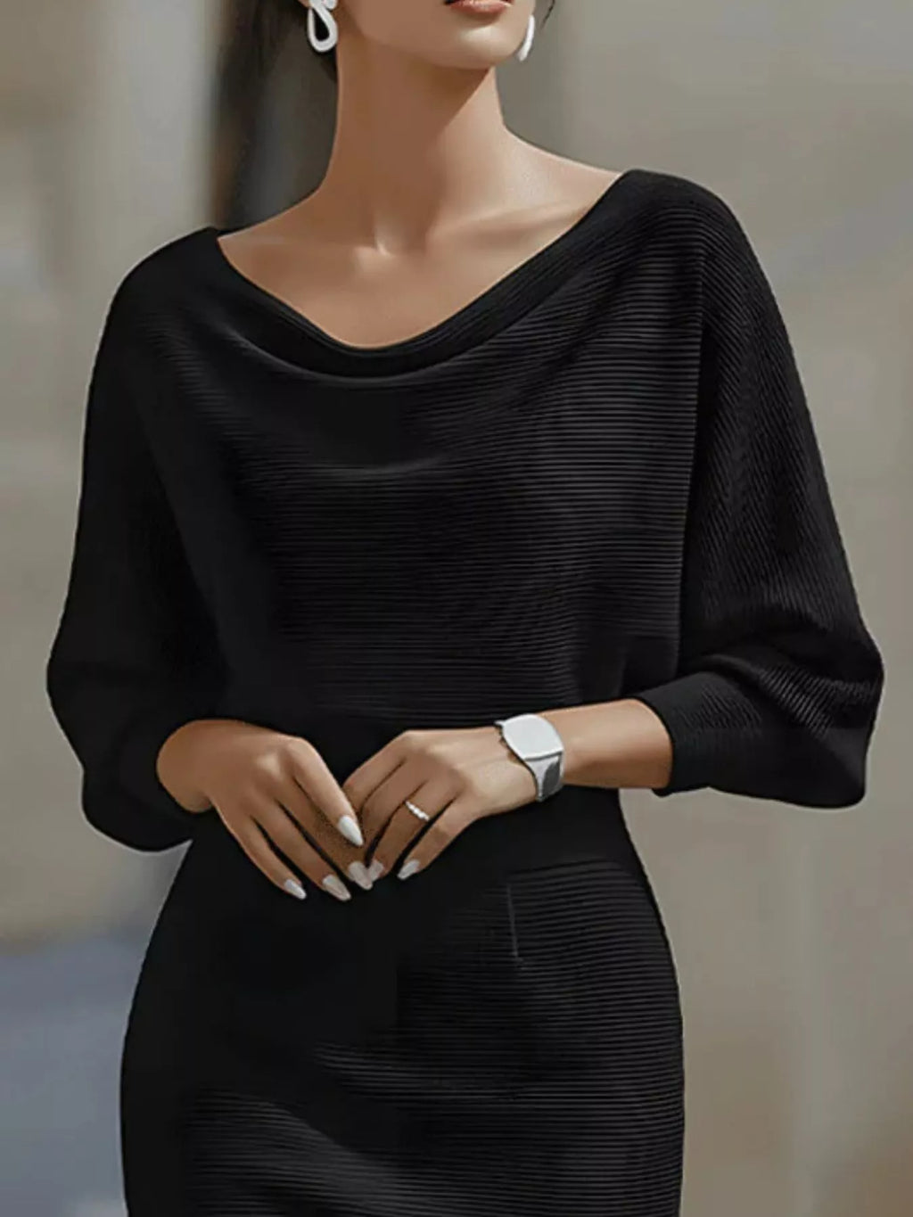 Cowl Neck Bodycon Midi Dress (8)