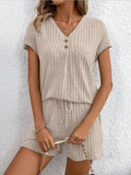 Ribbed V-neck Top Shorts Set
