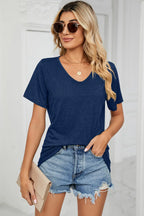 V-neck Short Sleeve T-shirt (15)
