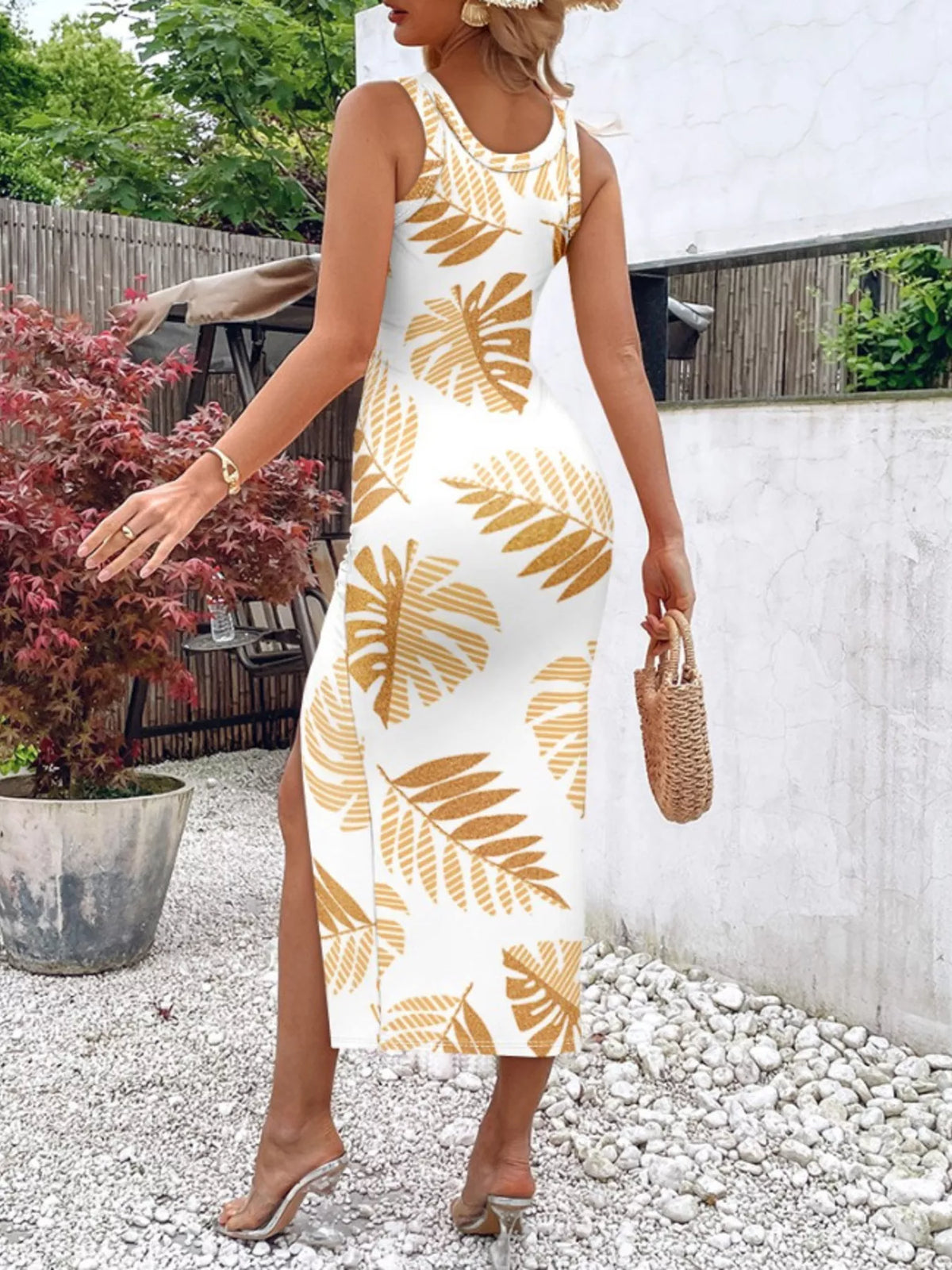 Ruched Slit Sleeveless Midi Dress (29)