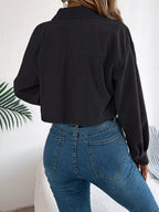 Corduroy Button-up Dropped Shoulder Jacket (2)