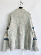 Geometric Mock Neck Dropped Shoulder Sweater (17)