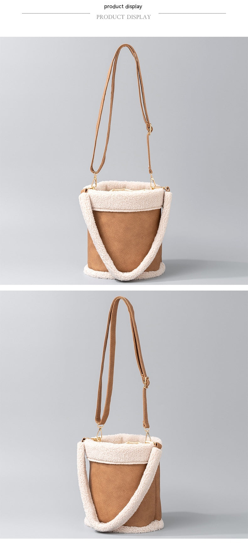 Autumn Winter Plush Pu Leather Bucket Bag photo 1
