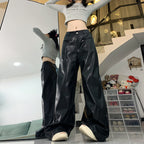 Straight Slim Pu Leather Baggy Pants variant CJTZ195238501AZ|CJTZ195238502BY|CJTZ195238503CX