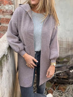 Full Size Open Front Drop Shoulder Hooded Cardigan Plus (15)