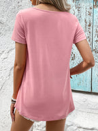 Spliced Lace Contrast Short Sleeve Top (6)