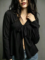 Tie-front Flare Sleeve Blouse (10)