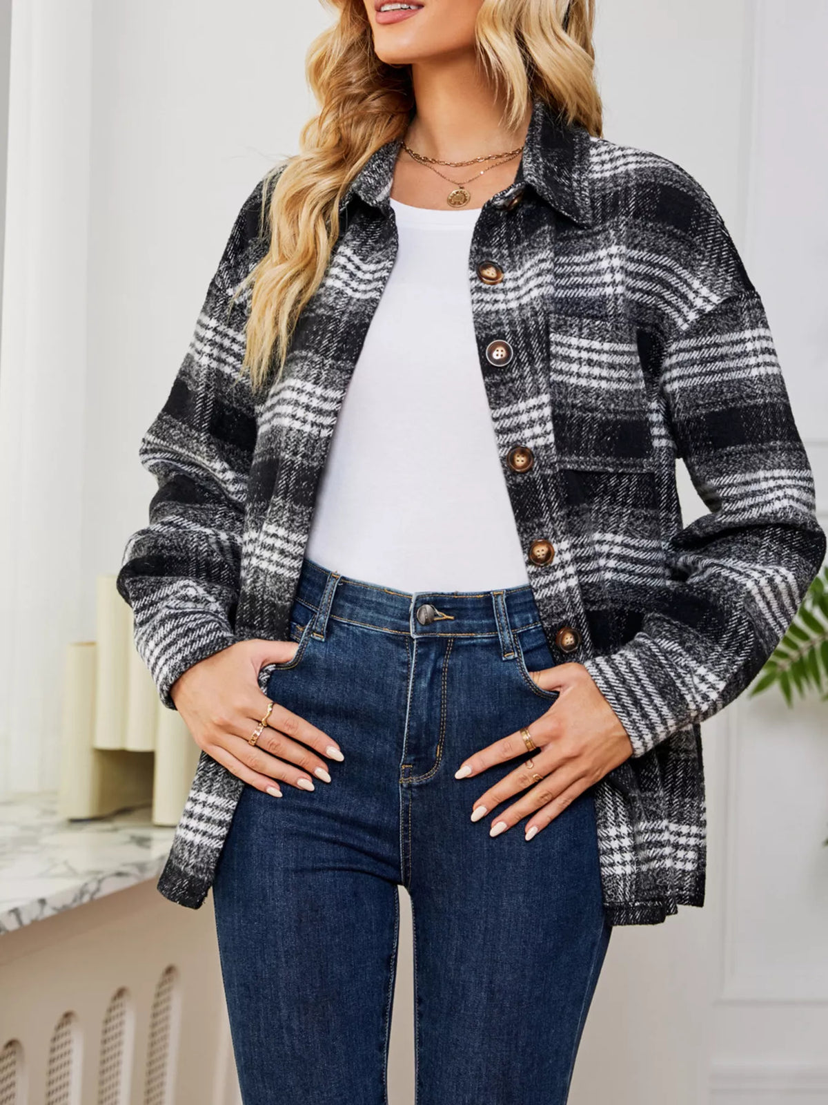 Plaid Button Up Long Sleeve Shacket (12)