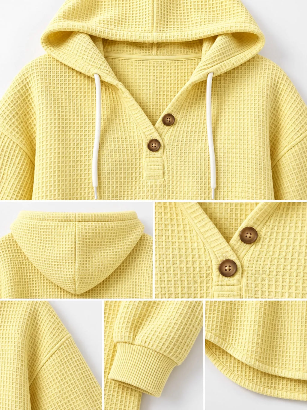 Full Size Waffle Knit Button Detail Hoodie Plus (14)