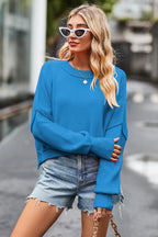 Round Neck Drop Shoulder Long Sleeve Sweater (19)
