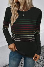 Striped Round Neck Long Sleeve T-shirt