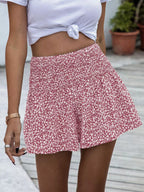 Floral Print Elastic Waist Shorts (10)