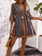 Printed V-neck A-line Dress (21)