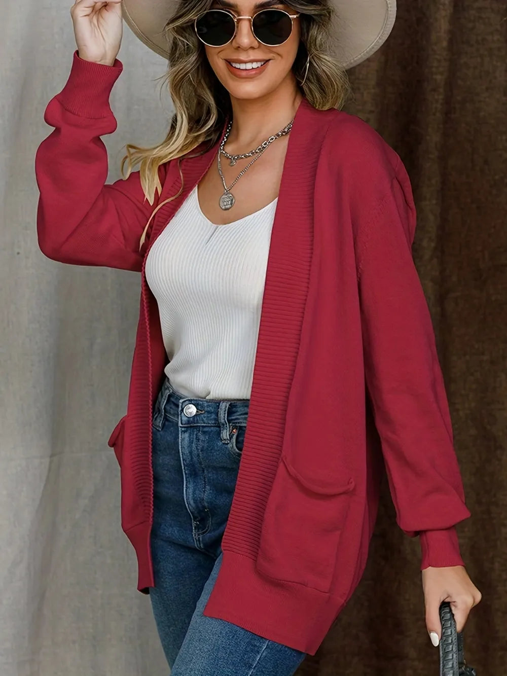 Open Front Long Sleeve Sweater Cardigan (8)