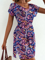 Printed Short Sleeve Mini Dress (19)
