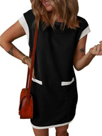 Round Neck Cap Sleeve Mini Dress (13)