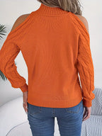 Cold-shoulder Cable Knit Sweater (2)