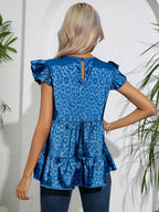 Full Size Ruffled Leopard Cap Sleeve Top (6)