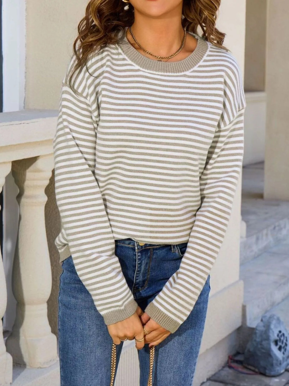Striped Round Neck Sweater (14)