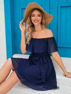 Off Should Short Sleeve Mini Dress (6)