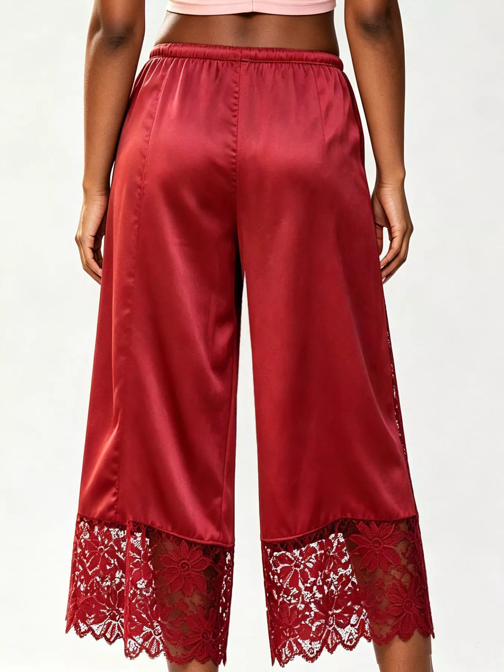 Lace Trim Wide-leg Cropped Pants (26)