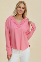 Full Size High-low Dropped Shoulder Long Sleeve Hoodie (2)
