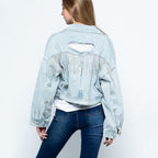 Ripped Rhinestone Denim Jacket Tassel Long Sleeve photo 14