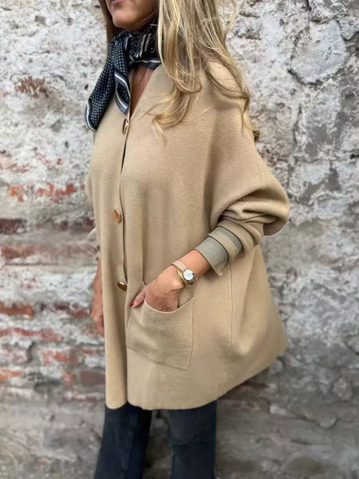Full Size Button-down Long Sleeve Cardigan Plus (2)