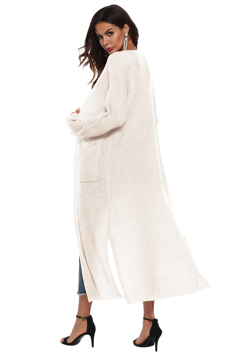Long Sleeve Open Front Buttoned Cardigan (18)