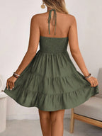 Smocked Halter Neck Tiered Dress (9)