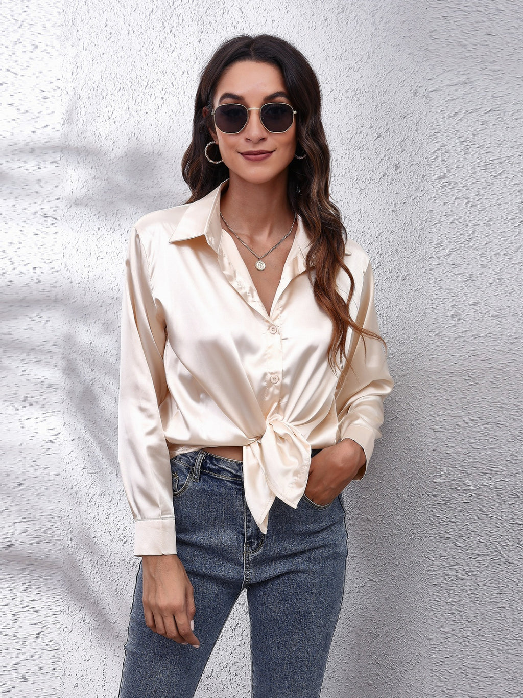 Collared Neck Buttoned Long Sleeve Shirt (22)