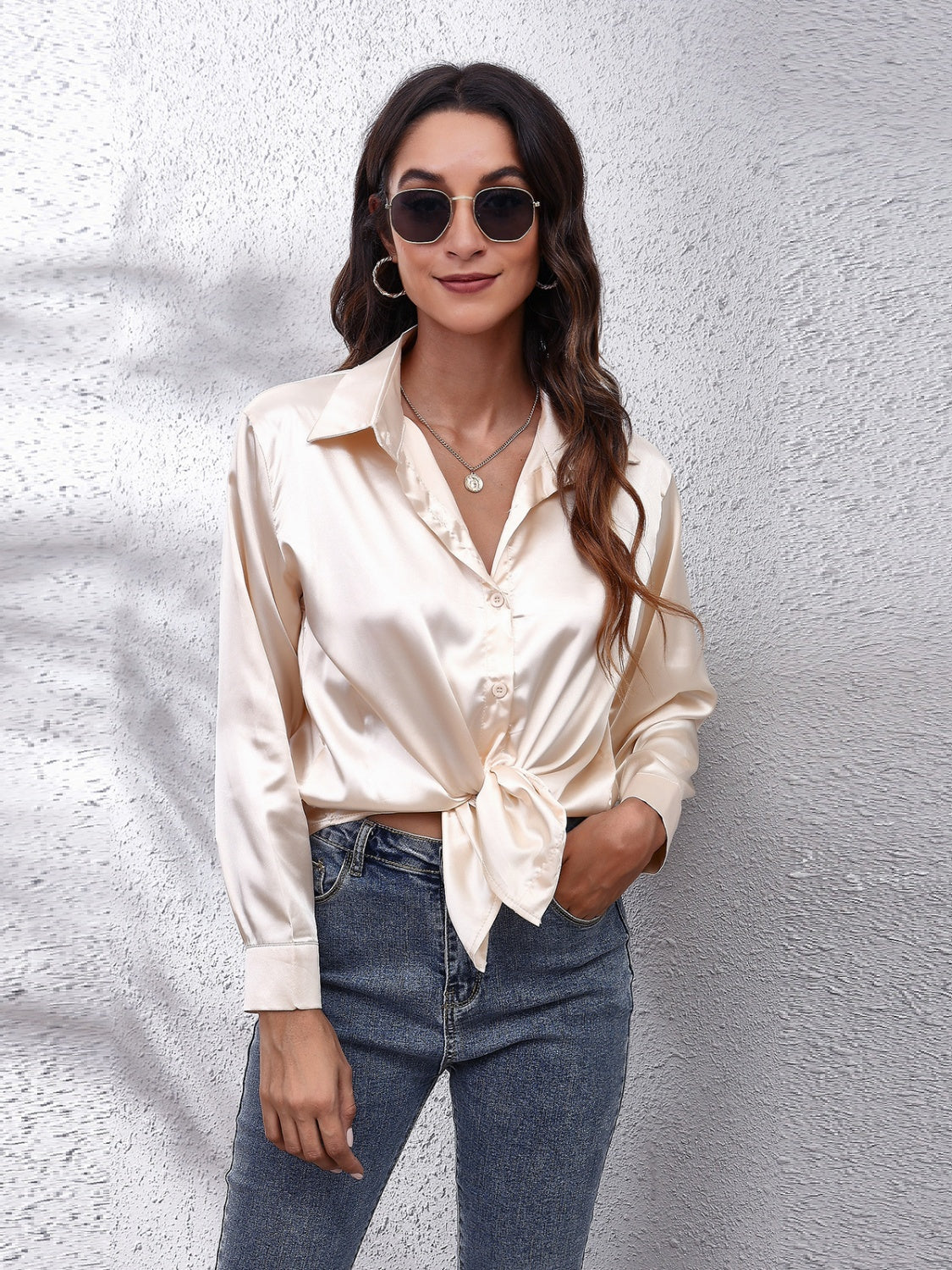 Collared Neck Buttoned Long Sleeve Shirt (22)