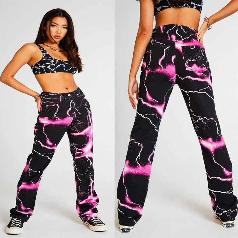 Street Versatile Printed Casual Jeans photo 9