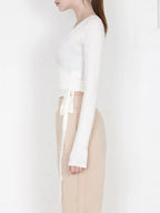Tied Surplice Long Sleeve Top (10)