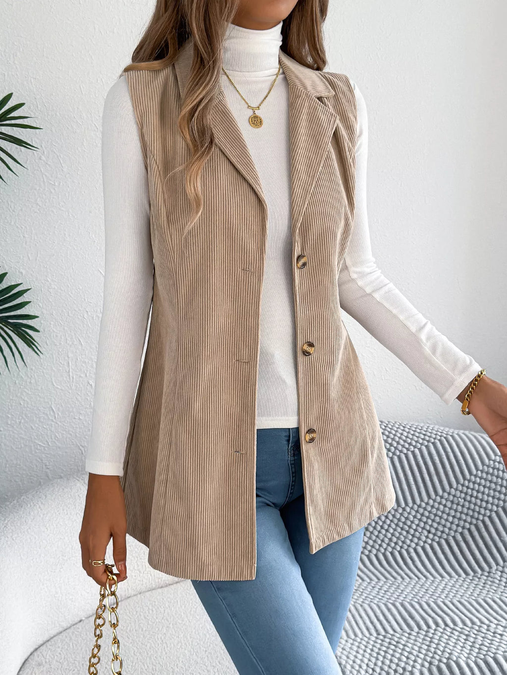 Button-front Longline Vest Coat (3)