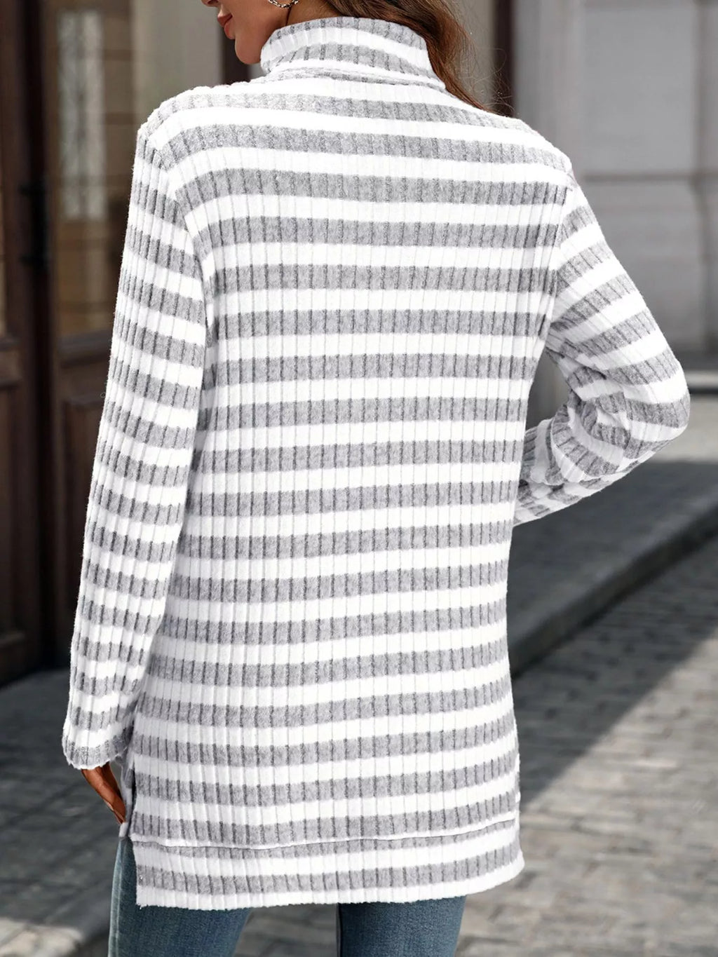 Striped Turtleneck Long Sleeve Knit Top (13)