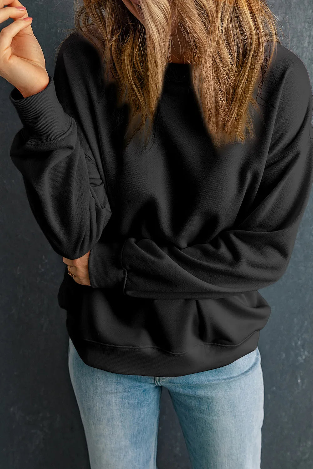 Round Neck Dropped Shoulder Sweatshirt (13)