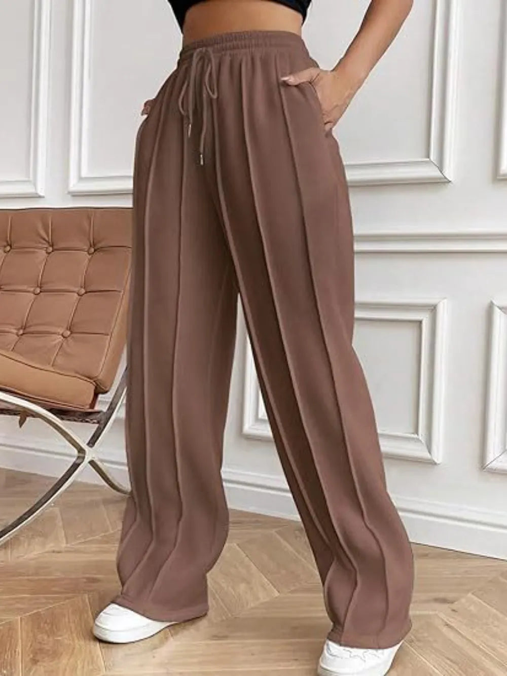 Drawstring Wide Leg Pants Pockets (18)