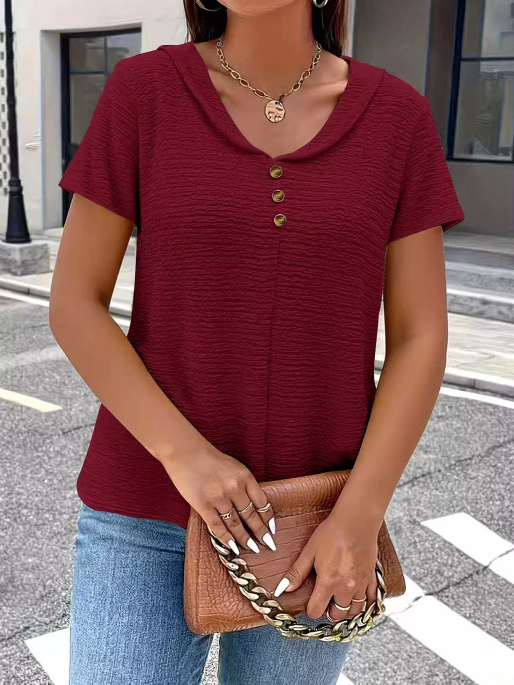 Textured Short Sleeve Top (25)