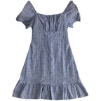 French Lace Neck Waist Square Dress photo 3