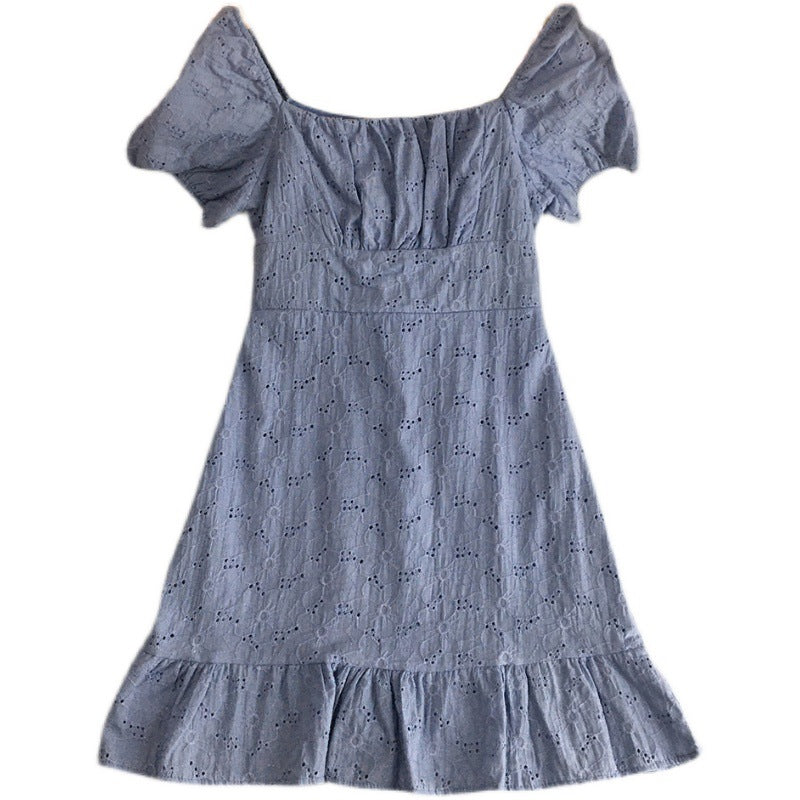French Lace Neck Waist Square Dress photo 3