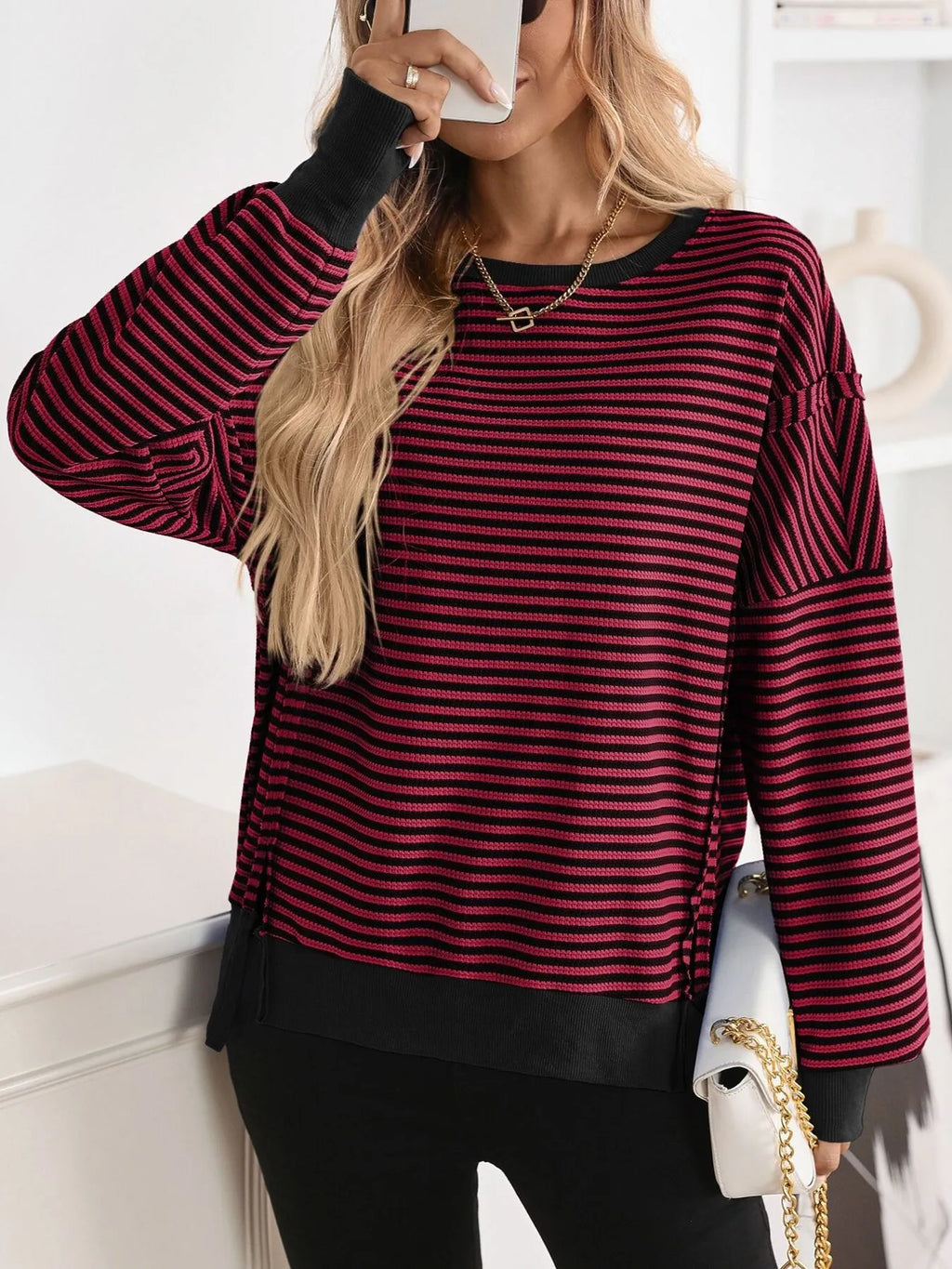 Exposed Seam Striped Contrast Sweatshirt (19)