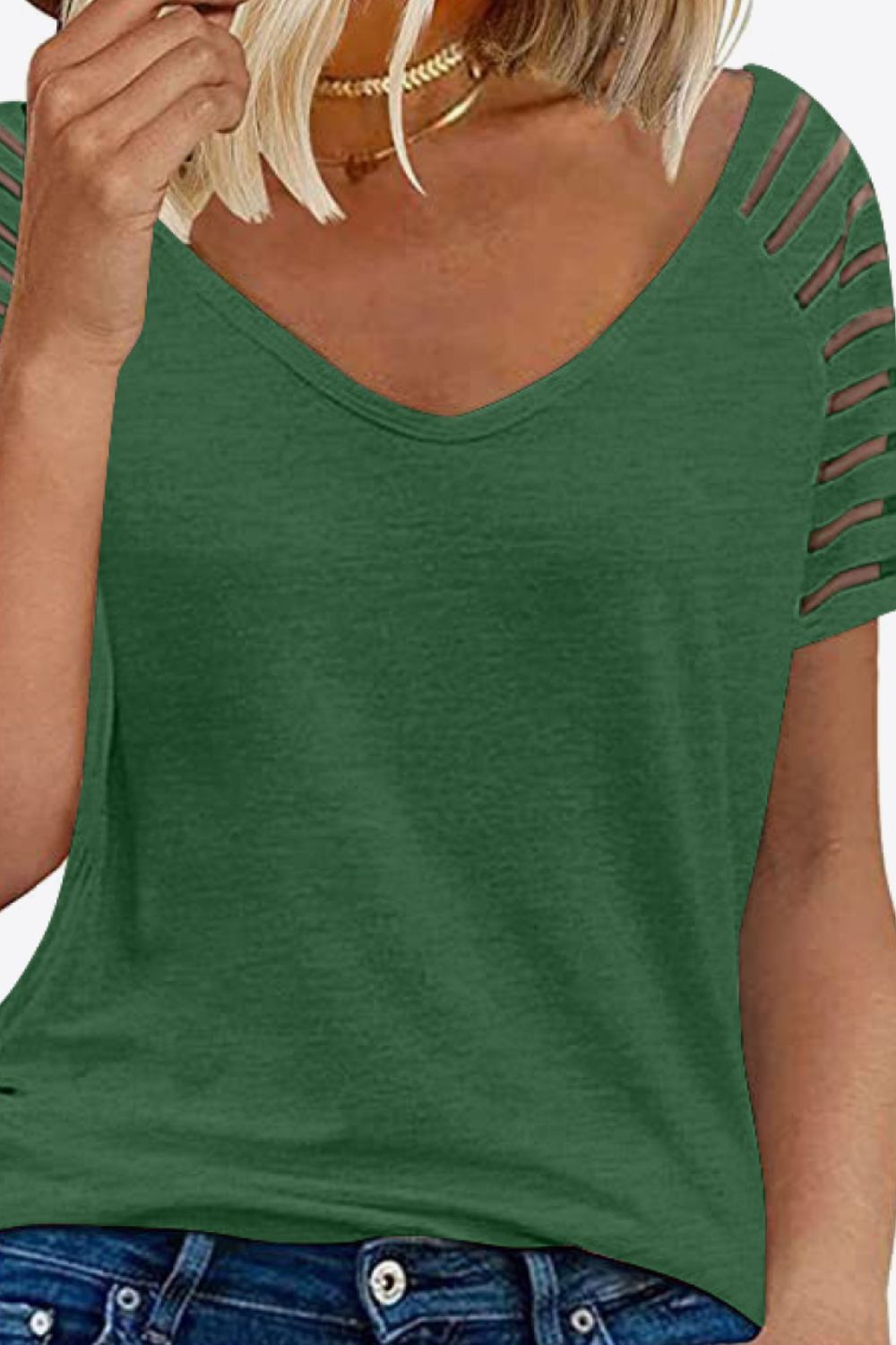 V-neck Raglan Sleeve Tee (15)
