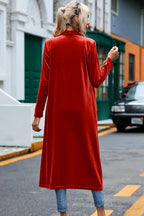 Velvet Open Front Long Cardigan Pockets (10)